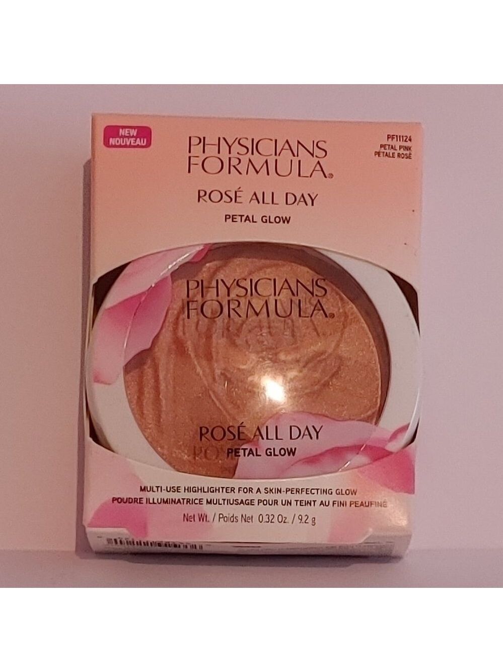 Physicians Formula Rose All Day Petal Glow Highlighter BNIP 0.32 Oz. 9.2g